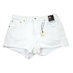 Levi's Premium 501 Shorts High Rise White Distressed Women's Size 33 Button Fly
